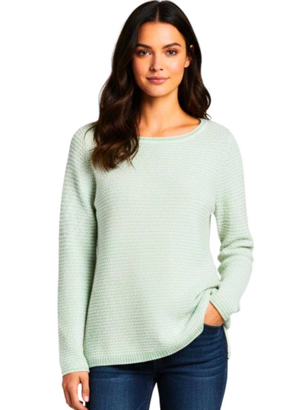 J. Crew Mint Green Waffle Knit Boatneck Sweater XS Petite